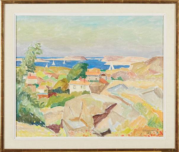 Ellis Wallin En flik bl�tt vatten 54x65 cm, sign Ellis Wallin -63